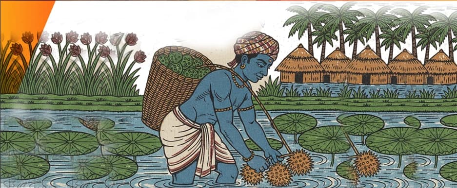 Makhana harvest in the ponds of Mithila